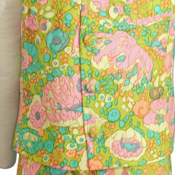 Vintage 1960's Floral Print Two Piece Dress - Designer Unknown - Picture 11 of 13